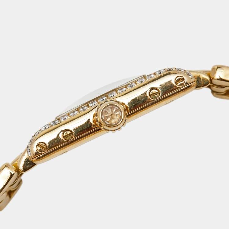 مملوكة مسبقًا Cartier Champagne 18K Yellow Gold Diamond Tank Louis 1360.1 Women's Wristwatch 15 mm