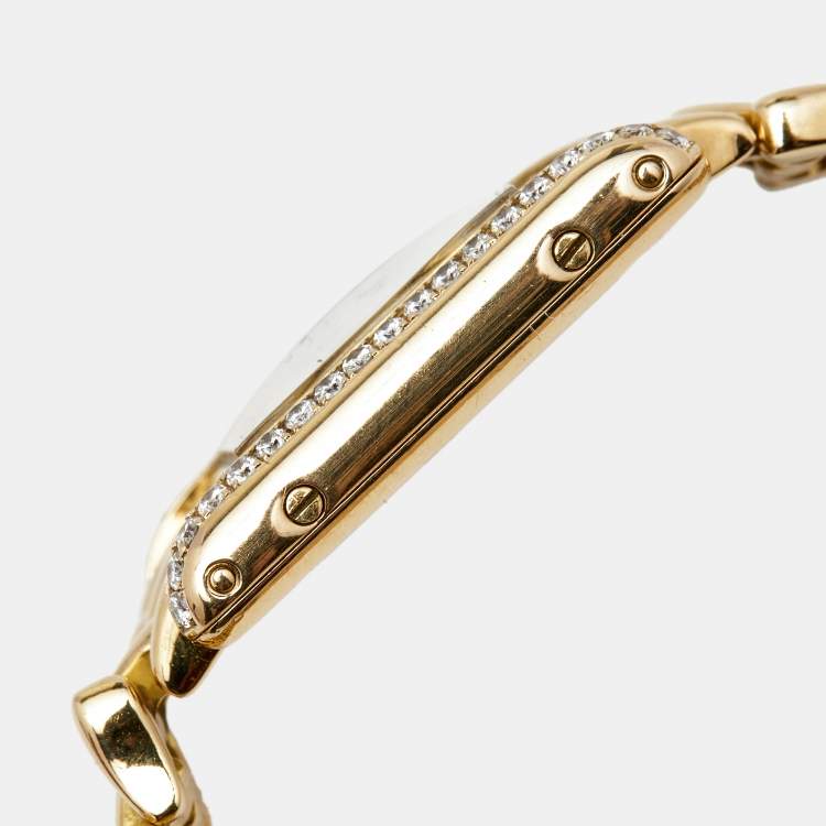 مملوكة مسبقًا Cartier Champagne 18K Yellow Gold Diamond Tank Louis 1360.1 Women's Wristwatch 15 mm