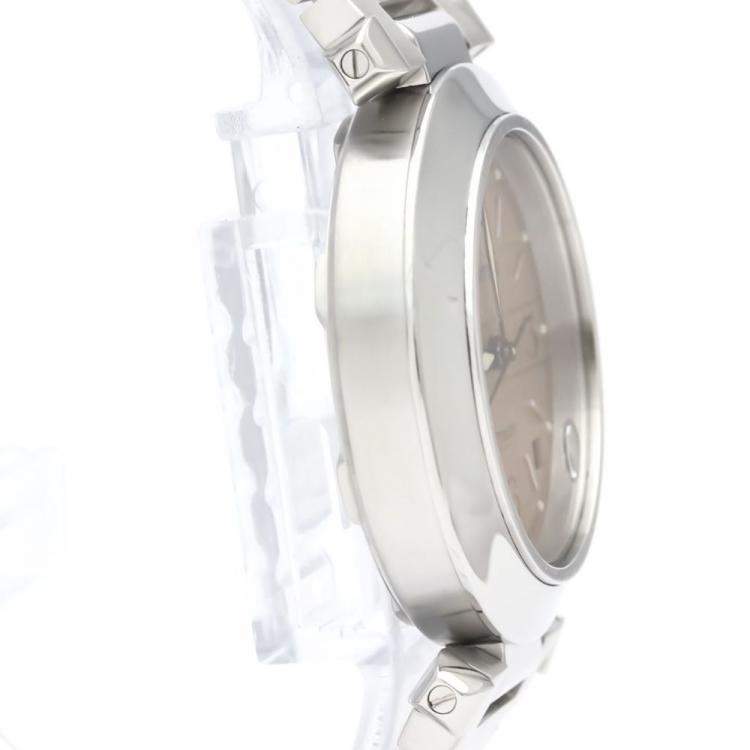 Pre Owned Cartier Pink Stainless Steel Pasha W31024M7 Automatic Women's Wristwatch 35 mm