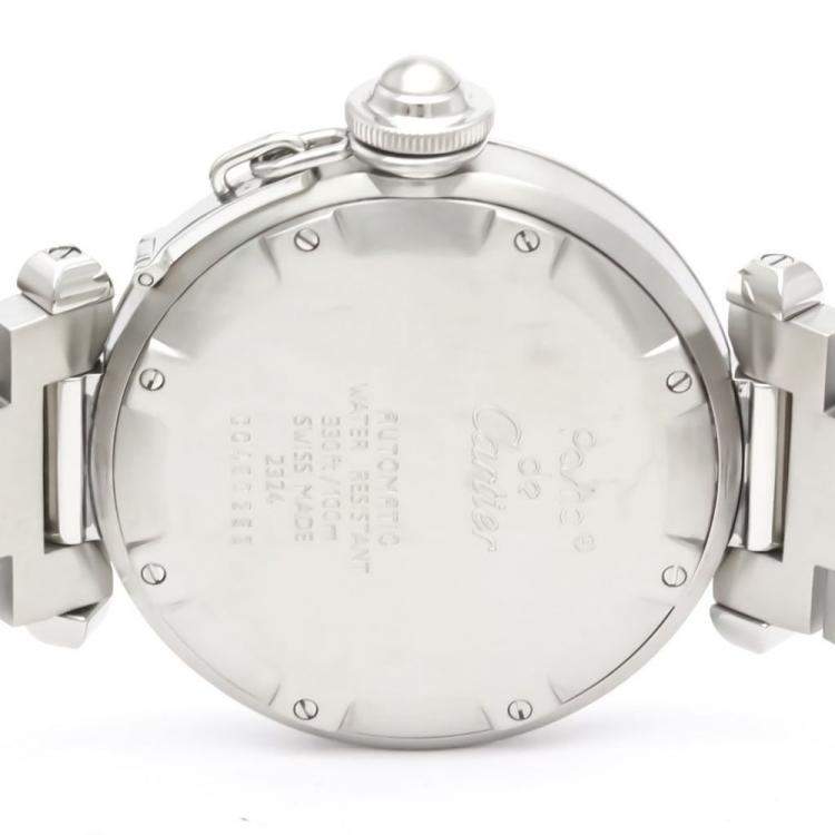 Pre Owned Cartier Pink Stainless Steel Pasha W31024M7 Automatic Women's Wristwatch 35 mm