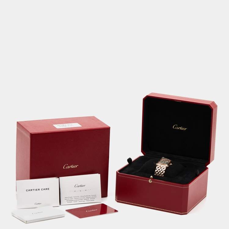 مملوكة مسبقًا Cartier Silver 18k Rose Gold Tank Louis WGTA0024 Women's Wristwatch 21 mm