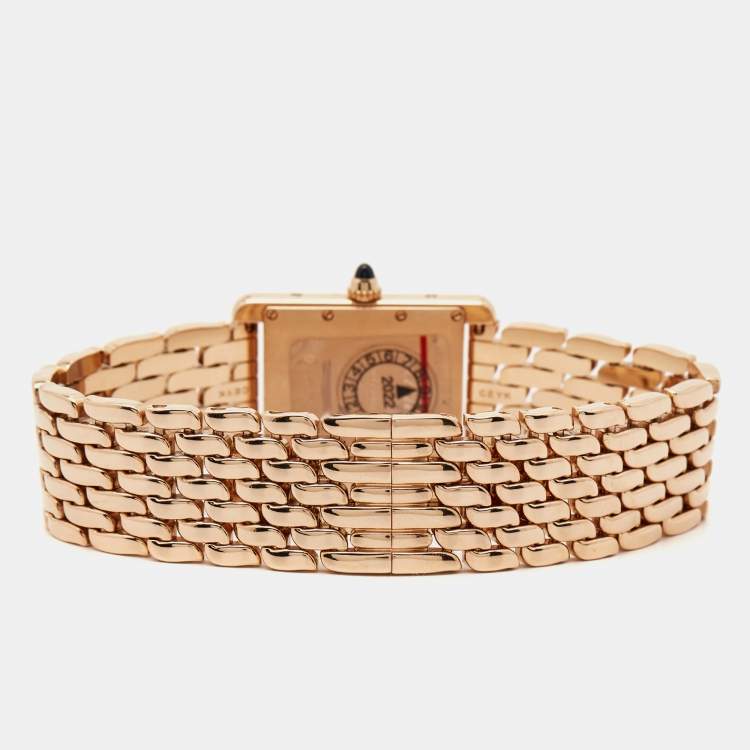 مملوكة مسبقًا Cartier Silver 18k Rose Gold Tank Louis WGTA0024 Women's Wristwatch 21 mm