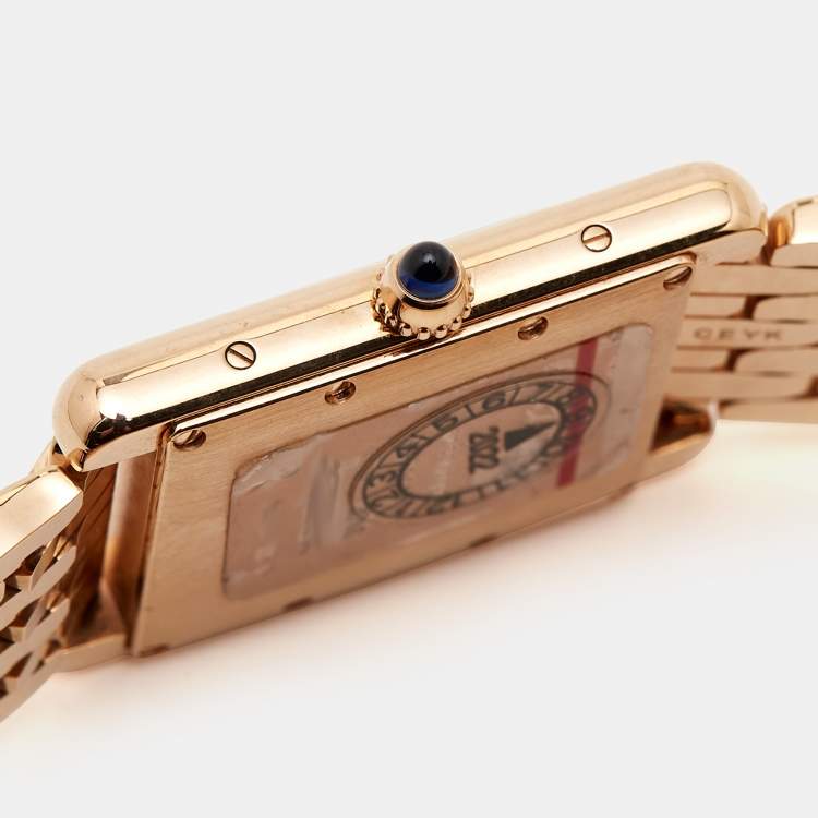 مملوكة مسبقًا Cartier Silver 18k Rose Gold Tank Louis WGTA0024 Women's Wristwatch 21 mm