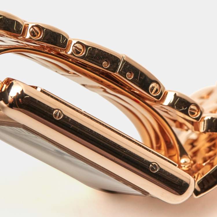 مملوكة مسبقًا Cartier Silver 18k Rose Gold Tank Louis WGTA0024 Women's Wristwatch 21 mm