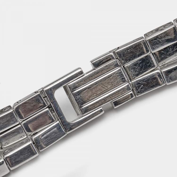 Pre Owned Cartier Silver 18K White Gold Diamond Lanieres Tank Allongee 2544 Women's Wristwatch 14 mm