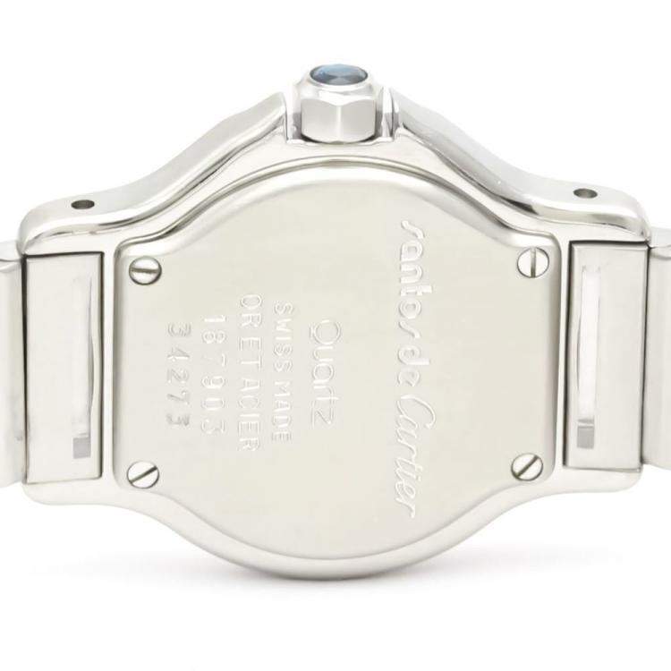 Pre Owned Cartier White 18k Yellow Gold And Stainless Steel Santos 187903 Quartz Women's Wristwatch 24 mm