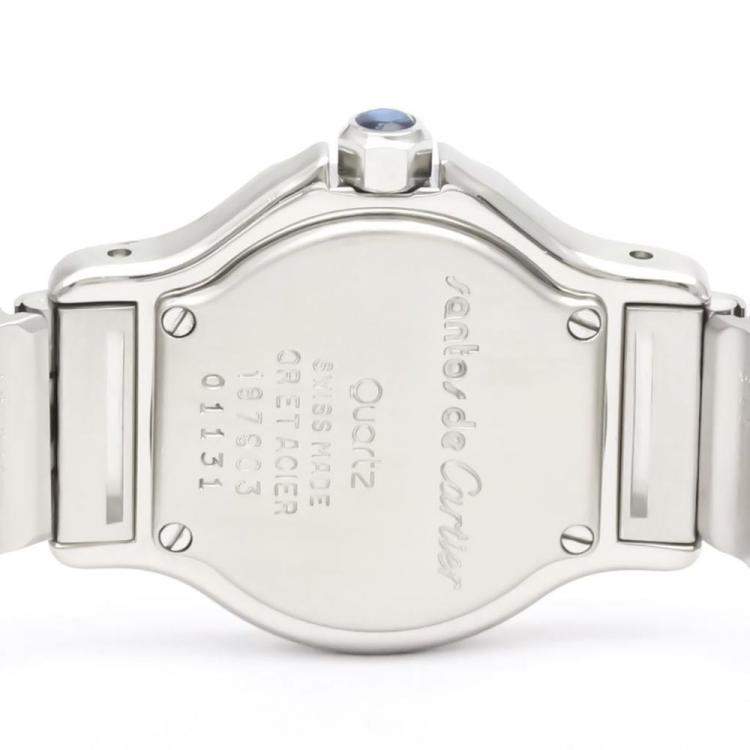 Pre Owned Cartier Silver 18k Yellow Gold And Stainless Steel Santos Octagon 187903 Quartz Women's Wristwatch 24 mm