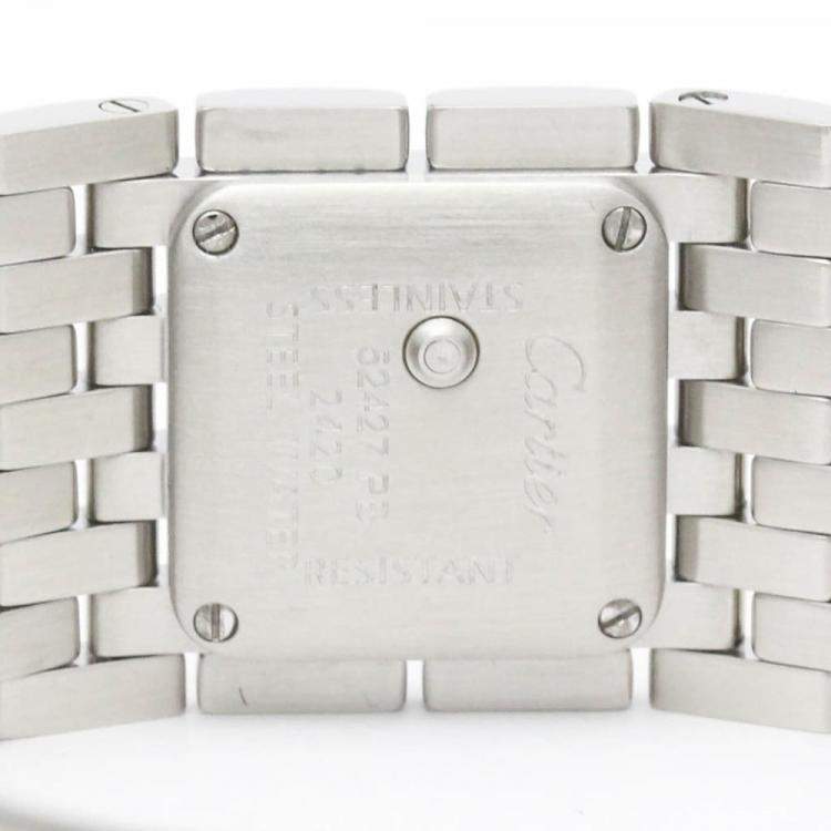 Pre Owned Cartier Pink Shell Stainless Steel Panthere Ruban W61003T9 Quartz Women's Wristwatch 21 mm