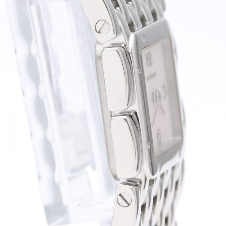 Pre Owned Cartier Pink Shell Stainless Steel Panthere Ruban W61003T9 Quartz Women's Wristwatch 21 mm
