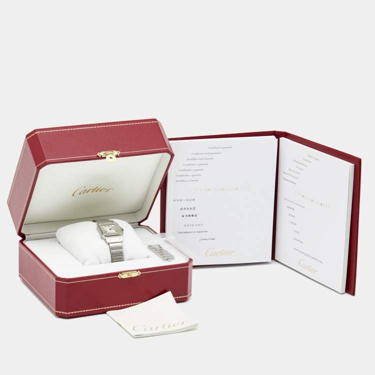 Pre Owned Cartier Silver Stainless Steel Santos Galbee W20056D6 Women's Wristwatch 24 mm