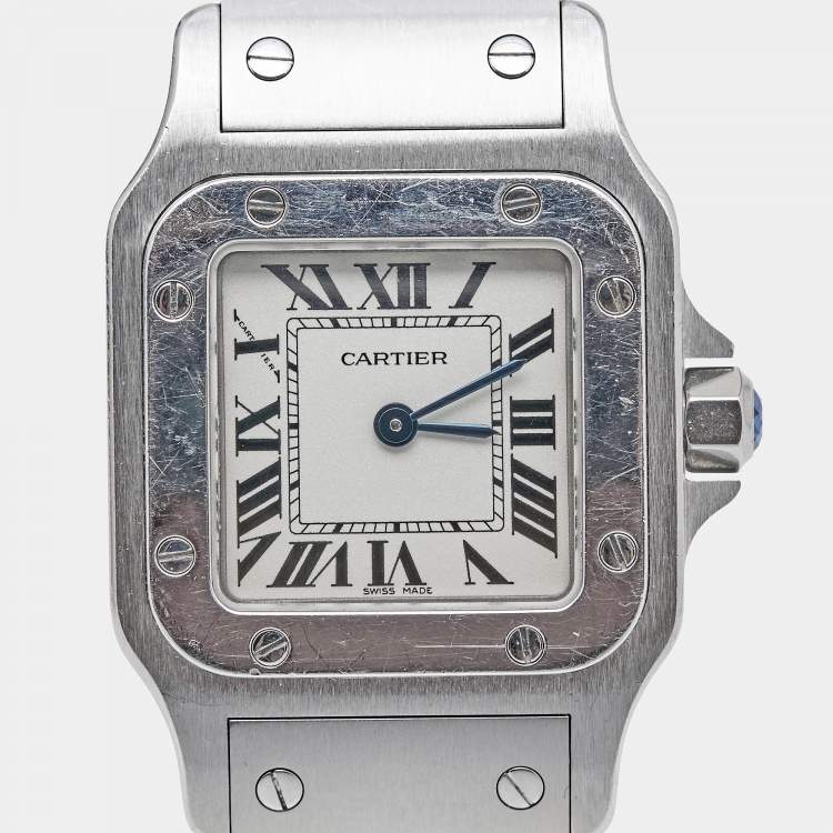 Pre Owned Cartier Silver Stainless Steel Santos Galbee W20056D6 Women's Wristwatch 24 mm