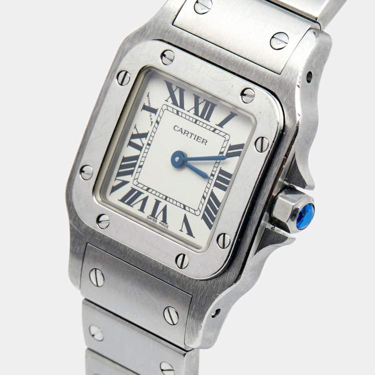 Pre Owned Cartier Silver Stainless Steel Santos Galbee W20056D6 Women's Wristwatch 24 mm