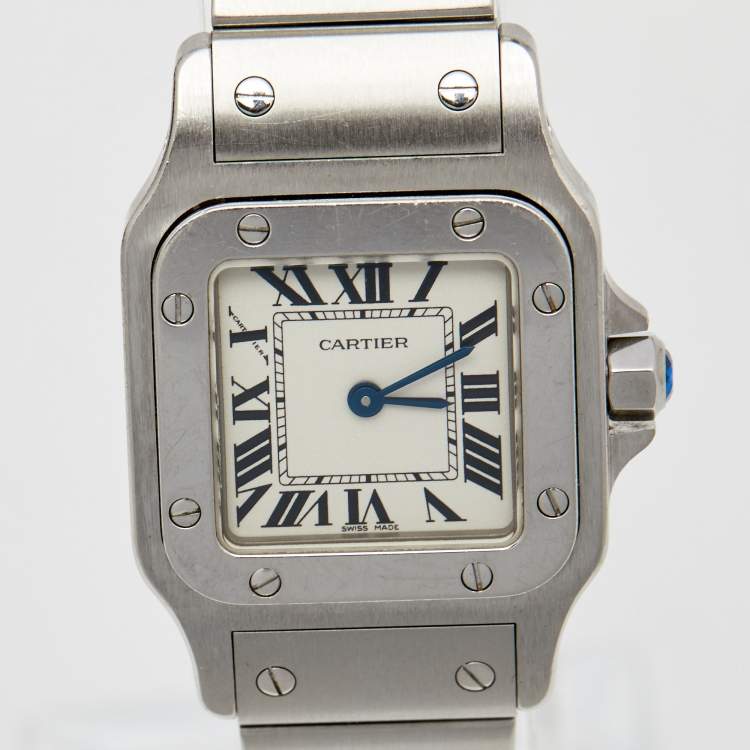 Pre Owned Cartier Silver Stainless Steel Santos Galbee W20056D6 Women's Wristwatch 24 mm