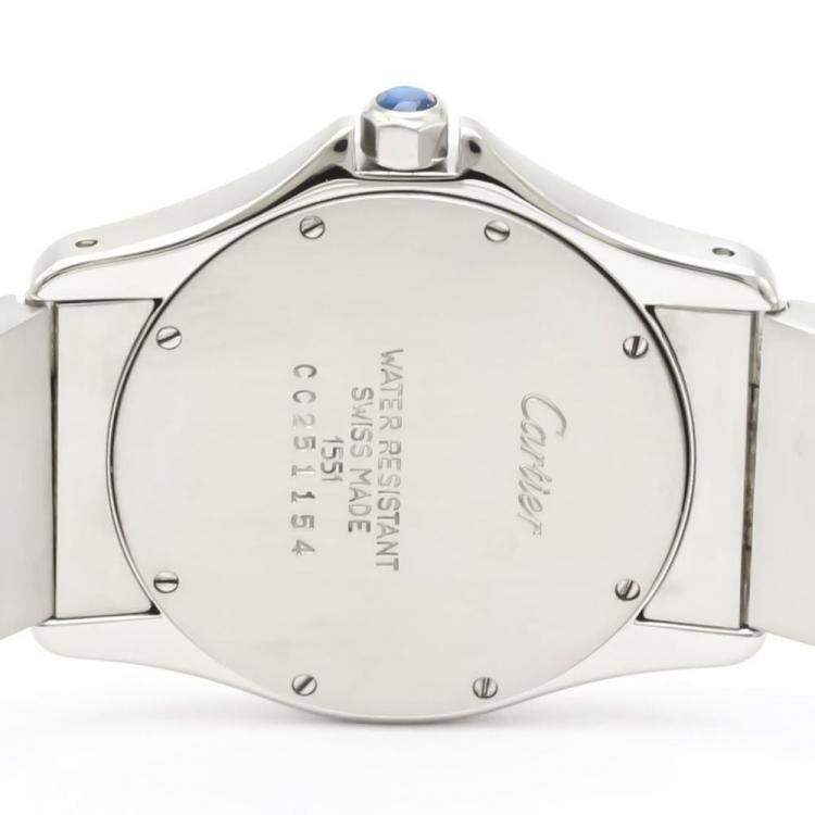 Pre Owned Cartier Silver 18k Yellow Gold And Stainless Steel Santos Ronde Quartz Women's Wristwatch 30 mm