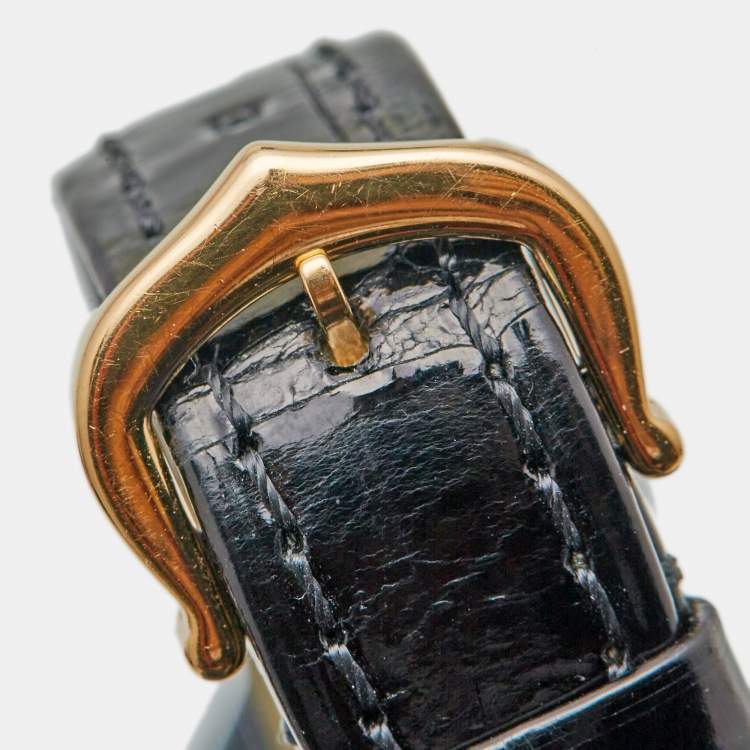 Pre Owned Cartier Silver 18K Rose Gold Alligator Leather Diamond Ballon Blanc WJBL0004 Women's Wristwatch 26.10 mm