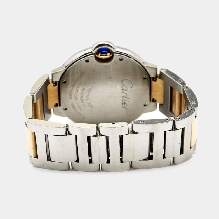 مملوكة مسبقًا Cartier Silver 18K Yellow Gold Stainless Steel Ballon Bleu 3284 Women's Wristwatch 36 mm