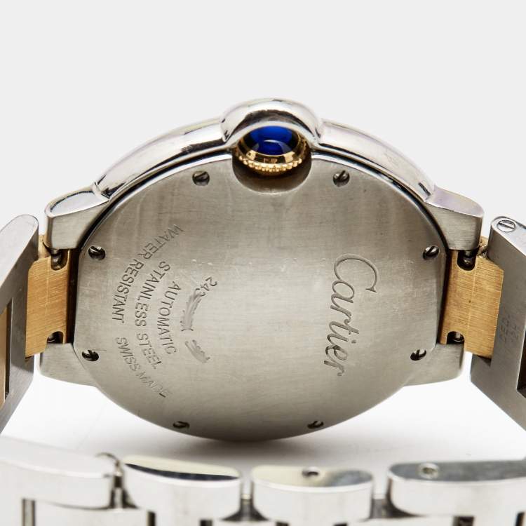 مملوكة مسبقًا Cartier Silver 18K Yellow Gold Stainless Steel Ballon Bleu 3284 Women's Wristwatch 36 mm