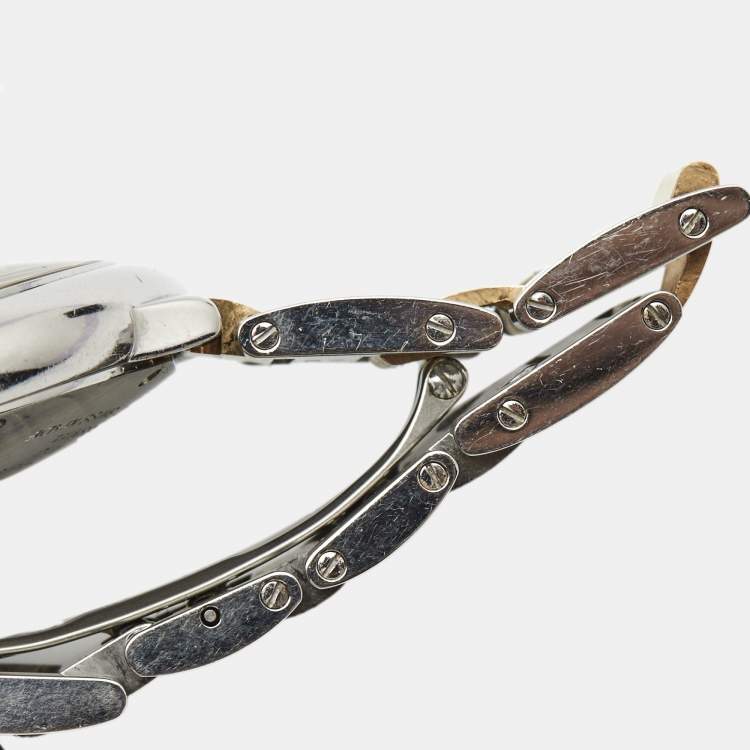 مملوكة مسبقًا Cartier Silver 18K Yellow Gold Stainless Steel Ballon Bleu 3284 Women's Wristwatch 36 mm