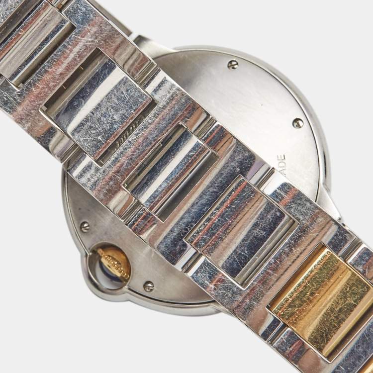 مملوكة مسبقًا Cartier Silver 18K Yellow Gold Stainless Steel Ballon Bleu 3284 Women's Wristwatch 36 mm