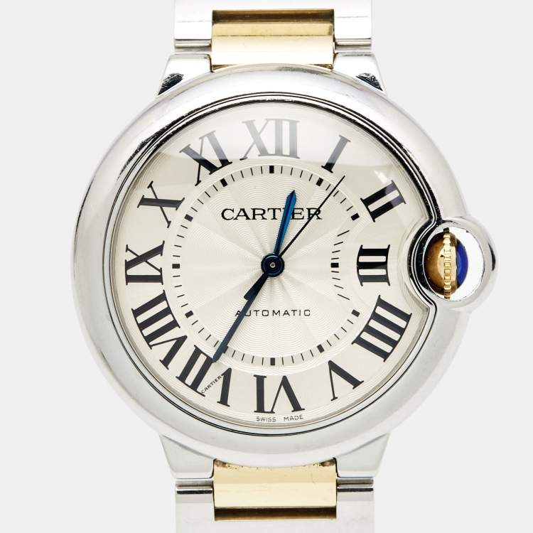 مملوكة مسبقًا Cartier Silver 18K Yellow Gold Stainless Steel Ballon Bleu 3284 Women's Wristwatch 36 mm