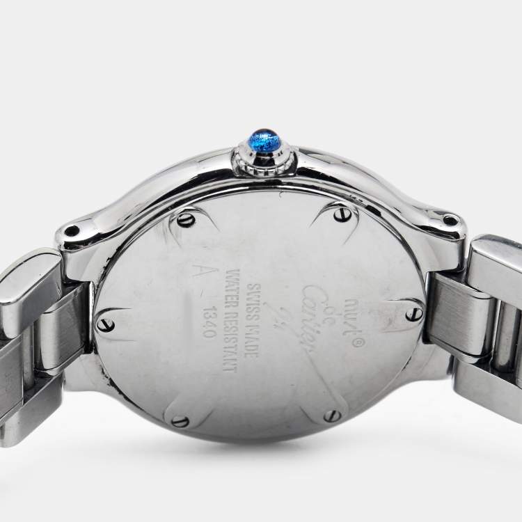 Pre Owned Cartier Silver Stainless Steel Must de Cartier 21 1340 Women's Wristwatch 28 mm
