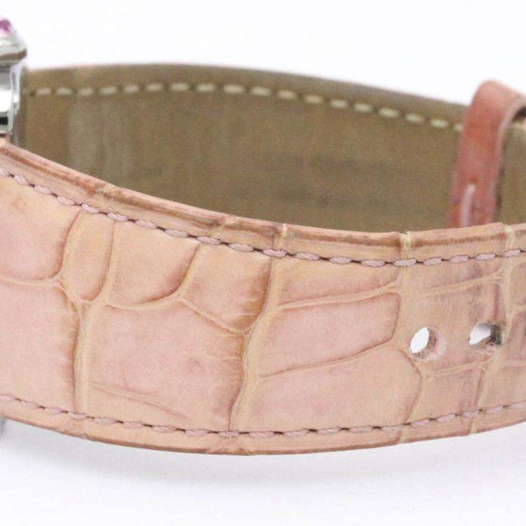 Pre Owned Cartier Pink MOP Stainless Steel Mini Tank Divan W6301455 Quartz Women's Wristwatch 31 mm