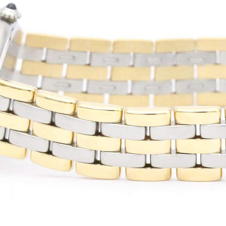 Pre Owned Cartier Silver 18K Yellow Gold And Stainless Steel Panthere Vendome Quartz Women's Wristwatch 24 mm