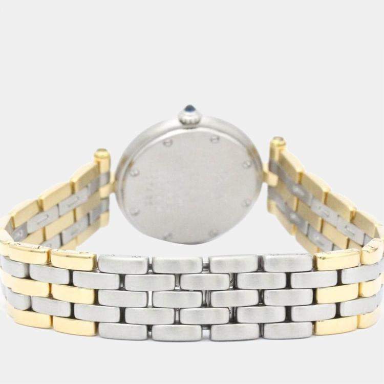 Pre Owned Cartier Silver 18K Yellow Gold And Stainless Steel Panthere Vendome Quartz Women's Wristwatch 24 mm
