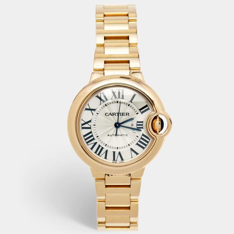 Pre Owned Cartier Silver 18K Rose Gold Ballon Bleu 3490 Women's Wristwatch 33 mm