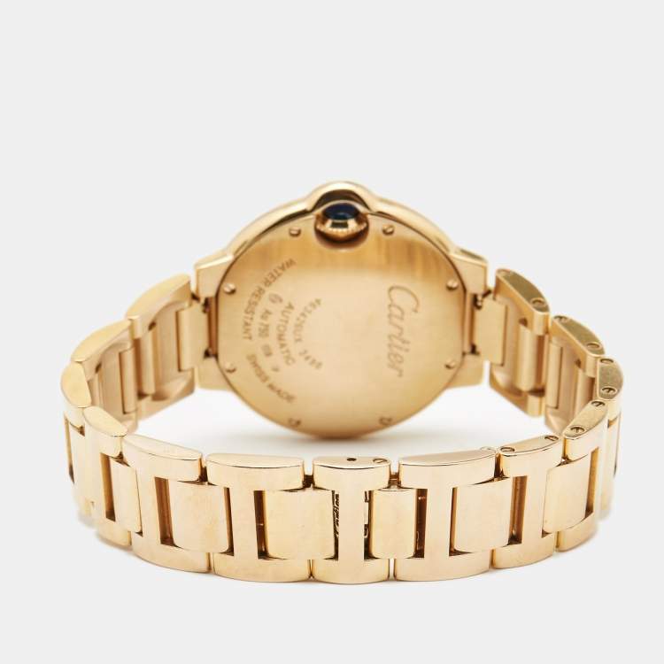 Pre Owned Cartier Silver 18K Rose Gold Ballon Bleu 3490 Women's Wristwatch 33 mm