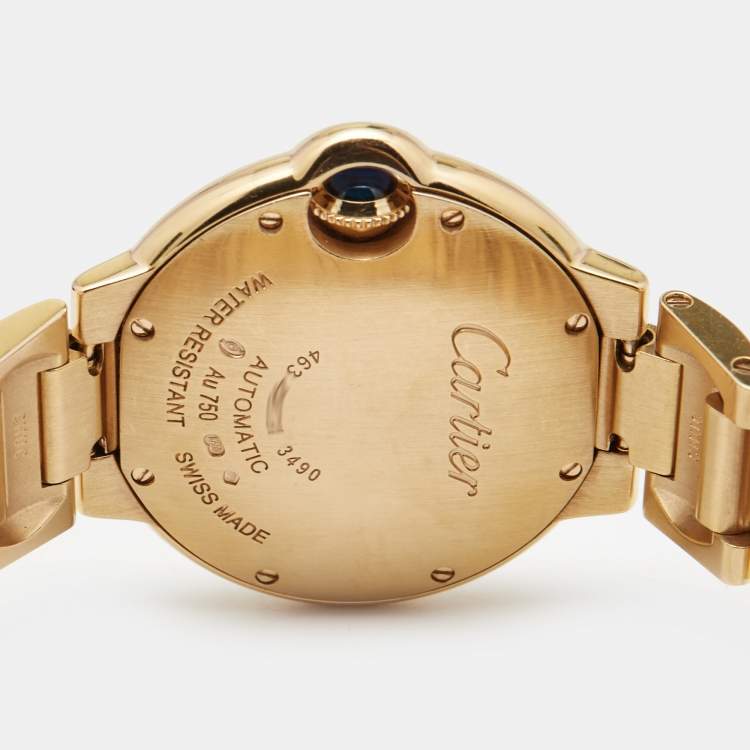 Pre Owned Cartier Silver 18K Rose Gold Ballon Bleu 3490 Women's Wristwatch 33 mm