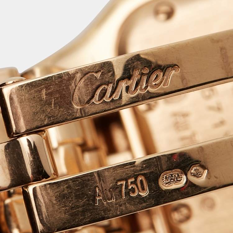 Pre Owned Cartier Silver 18k Rose Gold Diamond Panthère de Cartier WJPN0009 Women's Wristwatch 27 x 36 mm