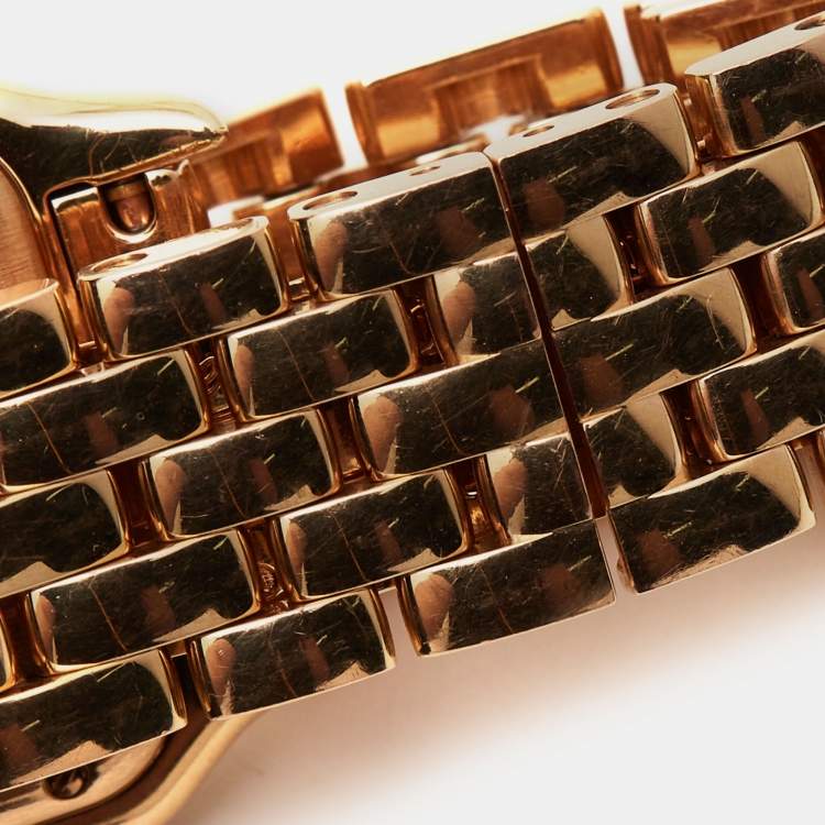 Pre Owned Cartier Silver 18k Rose Gold Diamond Panthère de Cartier WJPN0009 Women's Wristwatch 27 x 36 mm