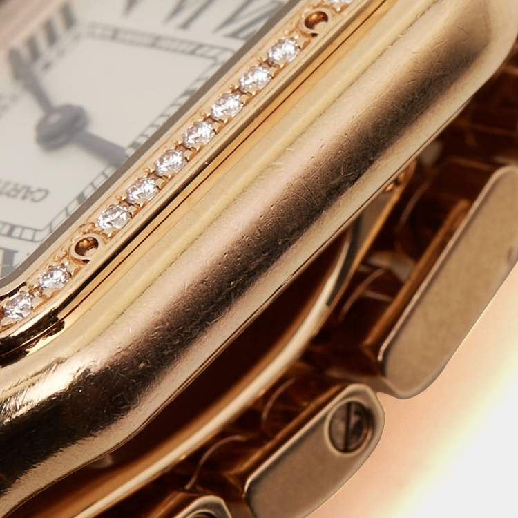Pre Owned Cartier Silver 18k Rose Gold Diamond Panthère de Cartier WJPN0009 Women's Wristwatch 27 x 36 mm