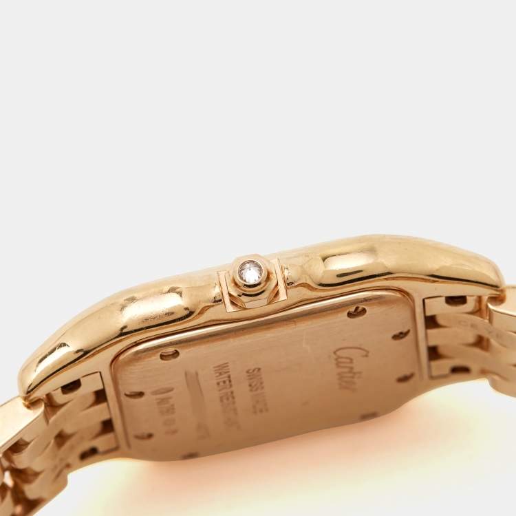 Pre Owned Cartier Silver 18k Rose Gold Diamond Panthère de Cartier WJPN0009 Women's Wristwatch 27 x 36 mm