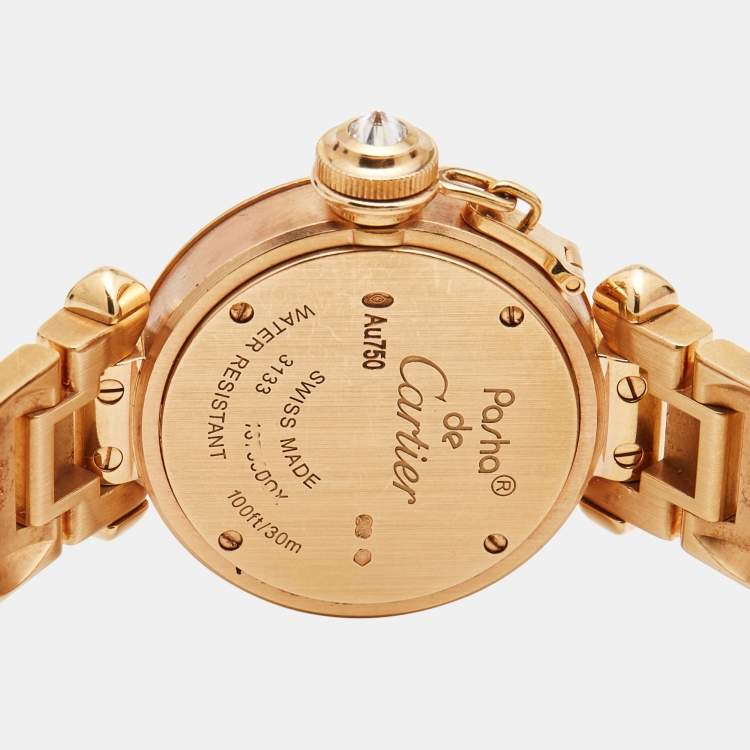 Pre Owned Cartier Silver 18k Rose Gold Diamond Miss Pasha WJ124013 Women's Wristwatch 27 mm