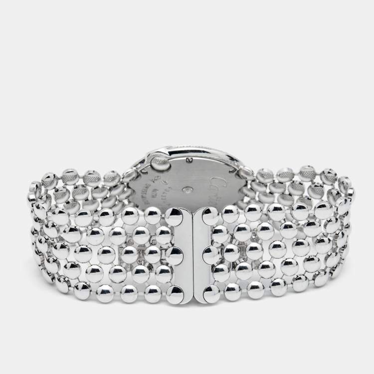 Pre Owned Cartier Mother Of Pearl 18k White Gold Diamonds Ballon Blanc De Cartier WE902072 Women's Wristwatch 30 mm