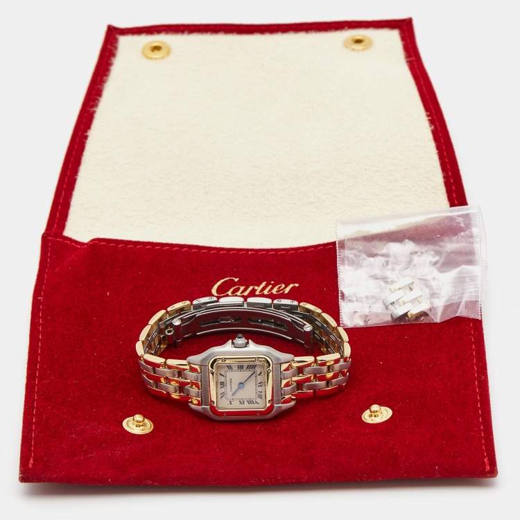 Pre Owned Cartier Silver 18k Yellow Gold And Stainless Steel Panthere Quartz Women's Wristwatch 22 mm