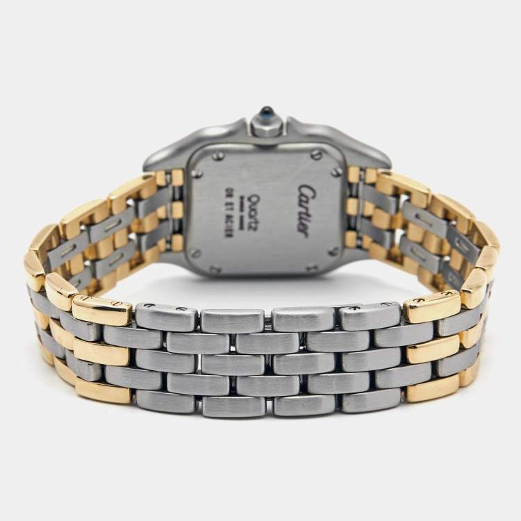 Pre Owned Cartier Silver 18k Yellow Gold And Stainless Steel Panthere Quartz Women's Wristwatch 22 mm