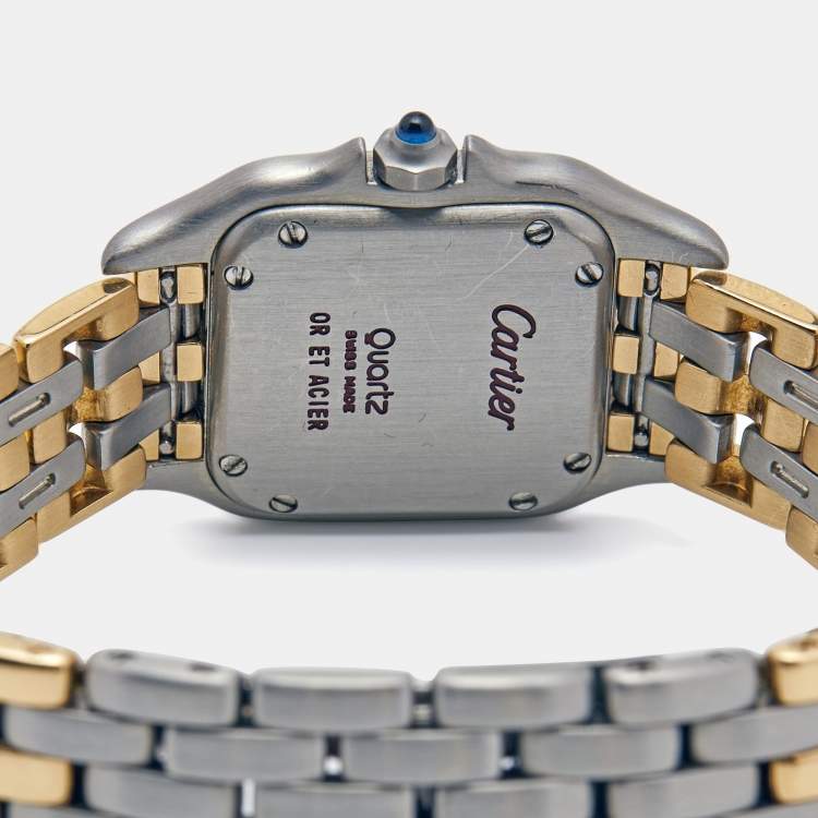 Pre Owned Cartier Silver 18k Yellow Gold And Stainless Steel Panthere Quartz Women's Wristwatch 22 mm