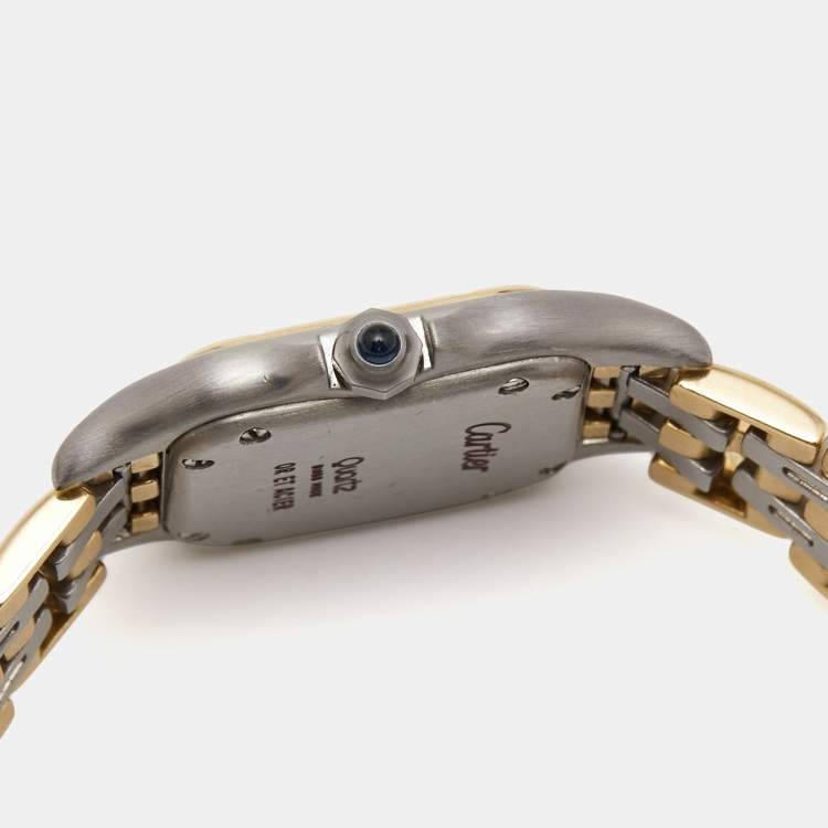 Pre Owned Cartier Silver 18k Yellow Gold And Stainless Steel Panthere Quartz Women's Wristwatch 22 mm