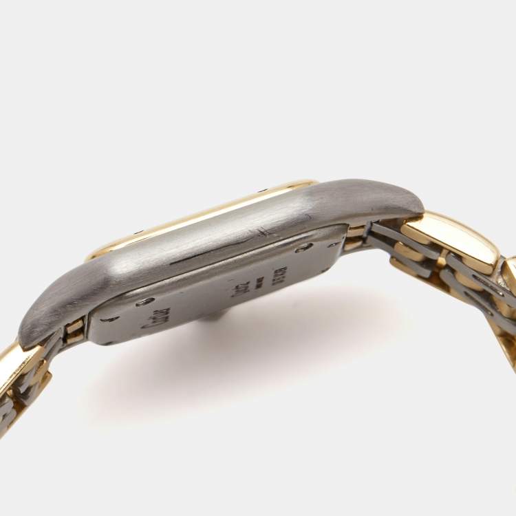 Pre Owned Cartier Silver 18k Yellow Gold And Stainless Steel Panthere Quartz Women's Wristwatch 22 mm