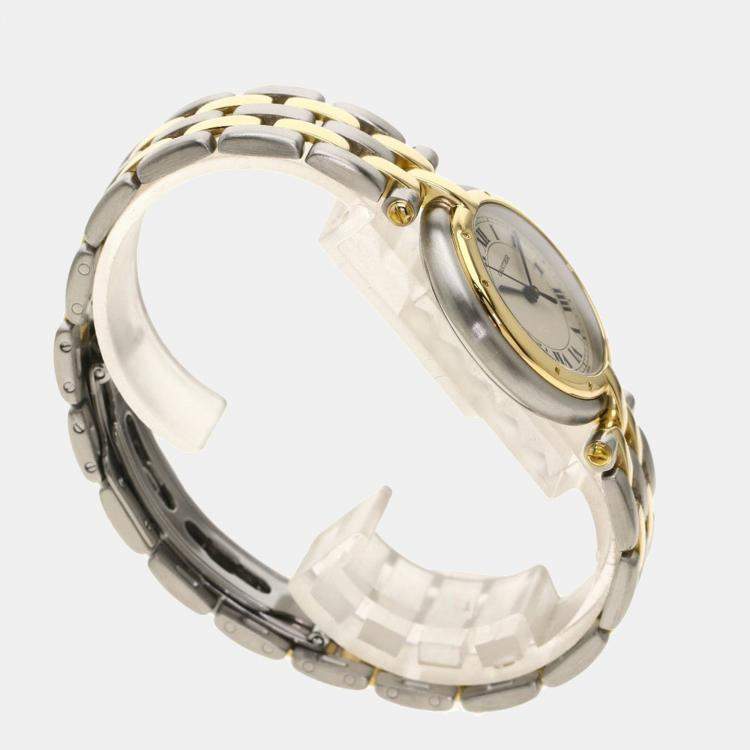 Pre Owned Cartier Silver 18K Yellow Gold And Stainless Steel Panthere Cougar Women's Wristwatch 29.5 mm