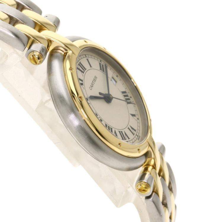 Pre Owned Cartier Silver 18K Yellow Gold And Stainless Steel Panthere Cougar Women's Wristwatch 29.5 mm