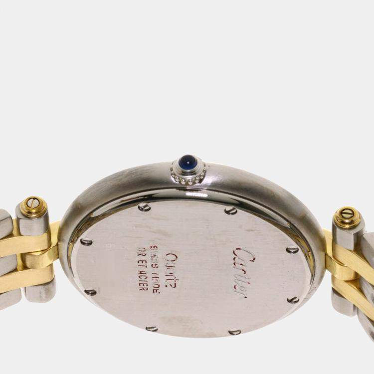 Pre Owned Cartier Silver 18K Yellow Gold And Stainless Steel Panthere Cougar Women's Wristwatch 29.5 mm