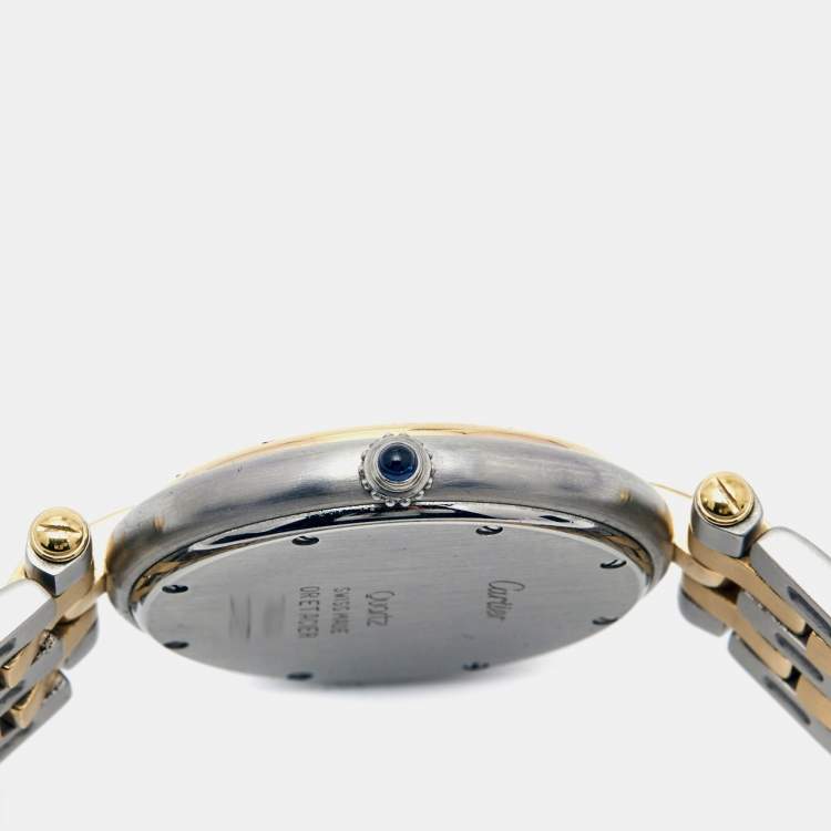 Pre Owned Cartier White 18k Yellow Gold And Stainless Steel Panthere 183964 Women's Wristwatch 30 mm