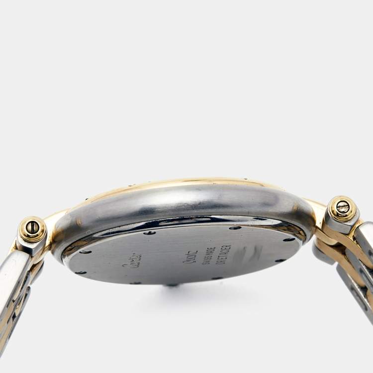 Pre Owned Cartier White 18k Yellow Gold And Stainless Steel Panthere 183964 Women's Wristwatch 30 mm