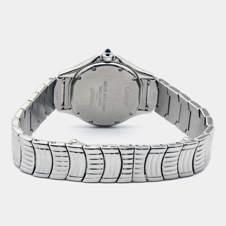 Pre Owned Cartier Silver Stainless Steel Panthere Cougar 1215/1 Women's Wristwatch 26 mm