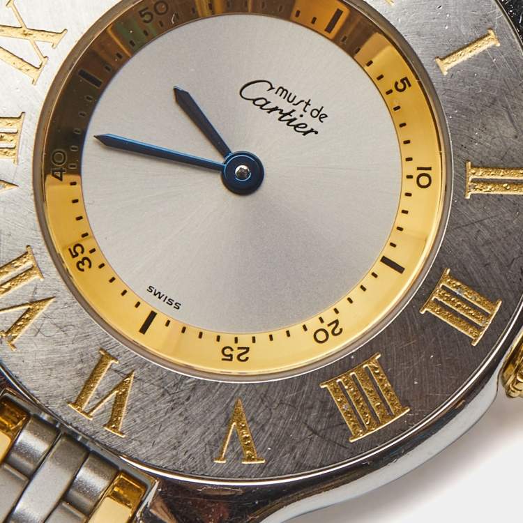 Pre Owned Cartier Silver Grey Stainless Steel Must De Cartier 21 Women's Wristwatch 31 mm