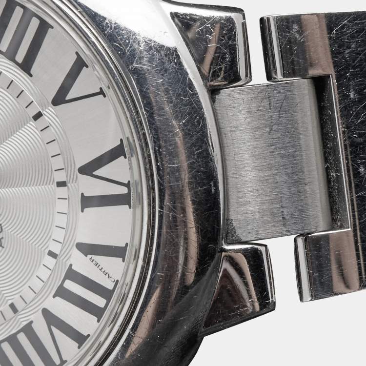 Pre Owned Cartier Silver Stainless Steel Ballon Bleu W6920071 Women's Wristwatch 33 mm